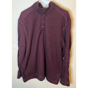 Van Heusen Mens XXL Burgundy Maroon 1/4 Button Up Pullover Sweater Polyester